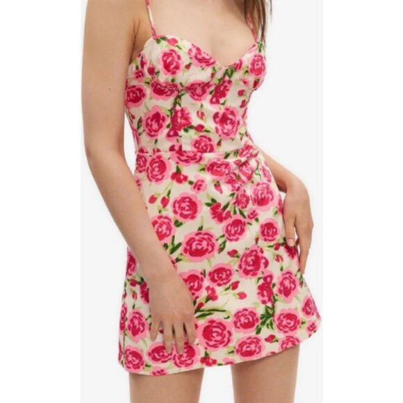 Zara Dresses & Skirts - NEW Zara pink and white floral Bustier Mini dress 37987